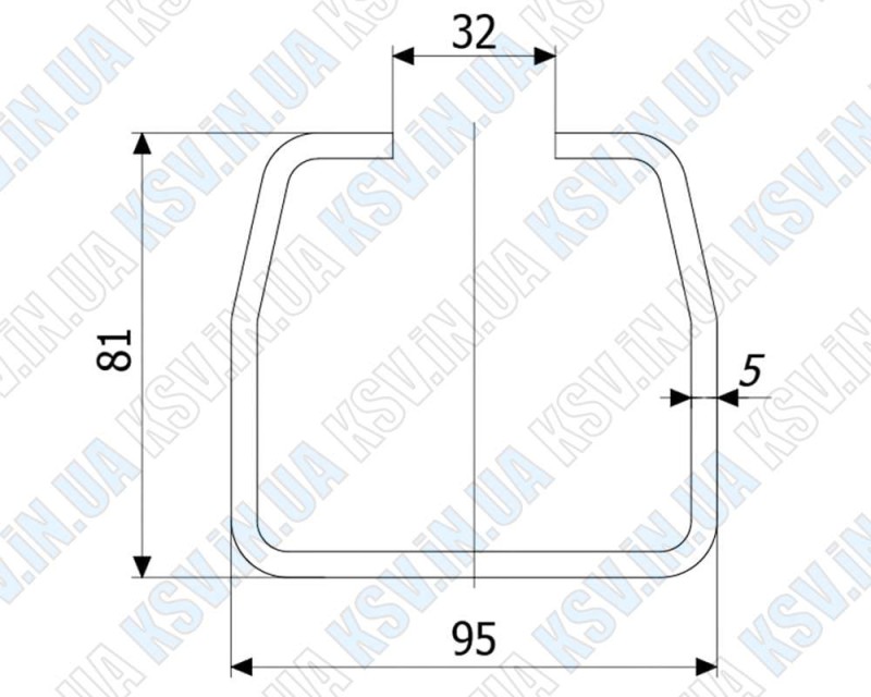 1100. Велика напрямна для відкатних воріт 95×81 мм (метр)