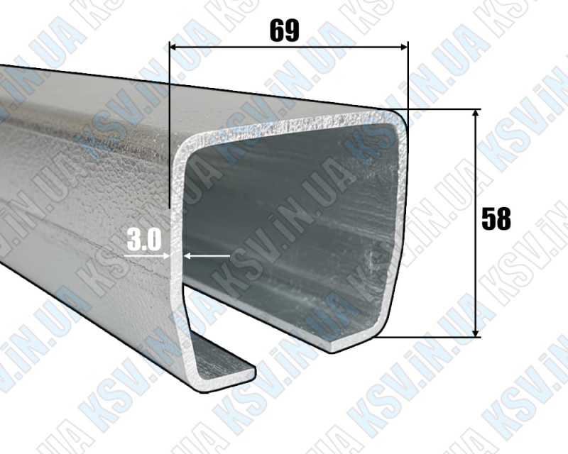 1110. Направляющая малая Zn — оцинкованная балка для откатных ворот 69×58 мм (метр)