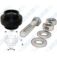 Посилений гумовий напрямний ролик Ø45 (+ болт, гайки)