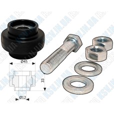 Посилений гумовий напрямний ролик Ø45 (+ болт, гайки)