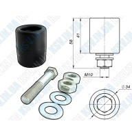 Резиновый направляющий ролик Ø34 (+ болт, гайки)