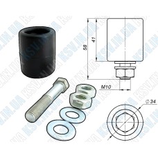 Гумовий ролик напрямний Ø34 (+ болт, гайки)