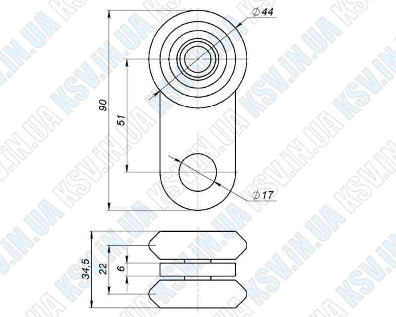1348. Каретка СТРИКС С1a для подвесных систем 42×54 мм до 150 кг