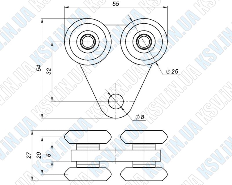 1351. Каретка СТРІКС М2а для підвісних систем 34×30 мм до 150 кг