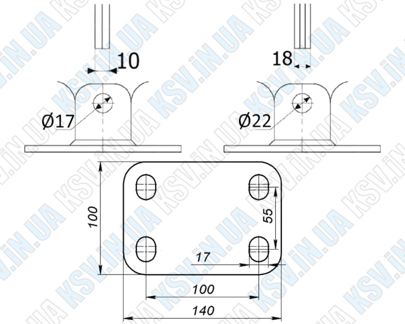 180701. Монтажна основа роликової каретки до 500 кг з пальцем Ø17 мм