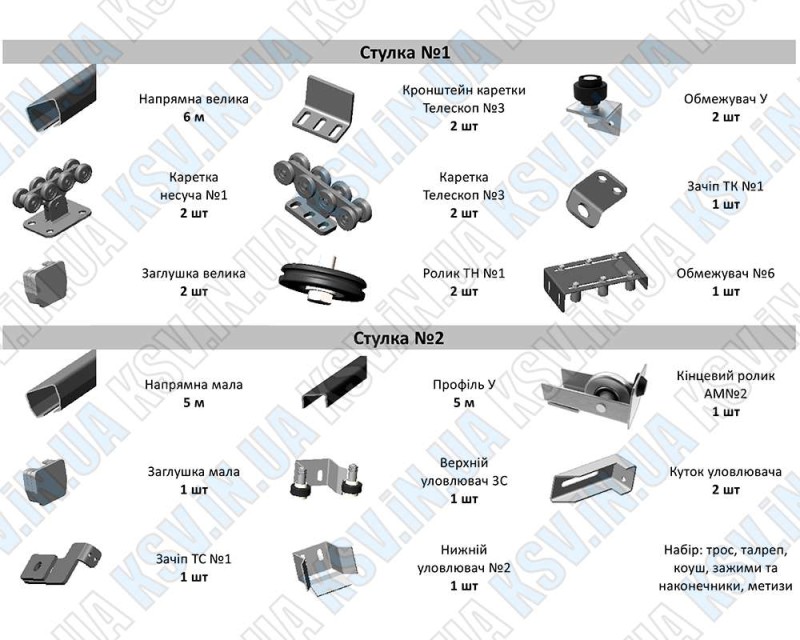 Комплект фурнитуры для телескопических ворот КC-600