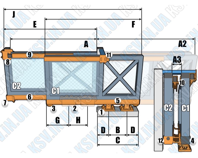 Фурнітура для телескопічних консольних воріт (max. 8 m)