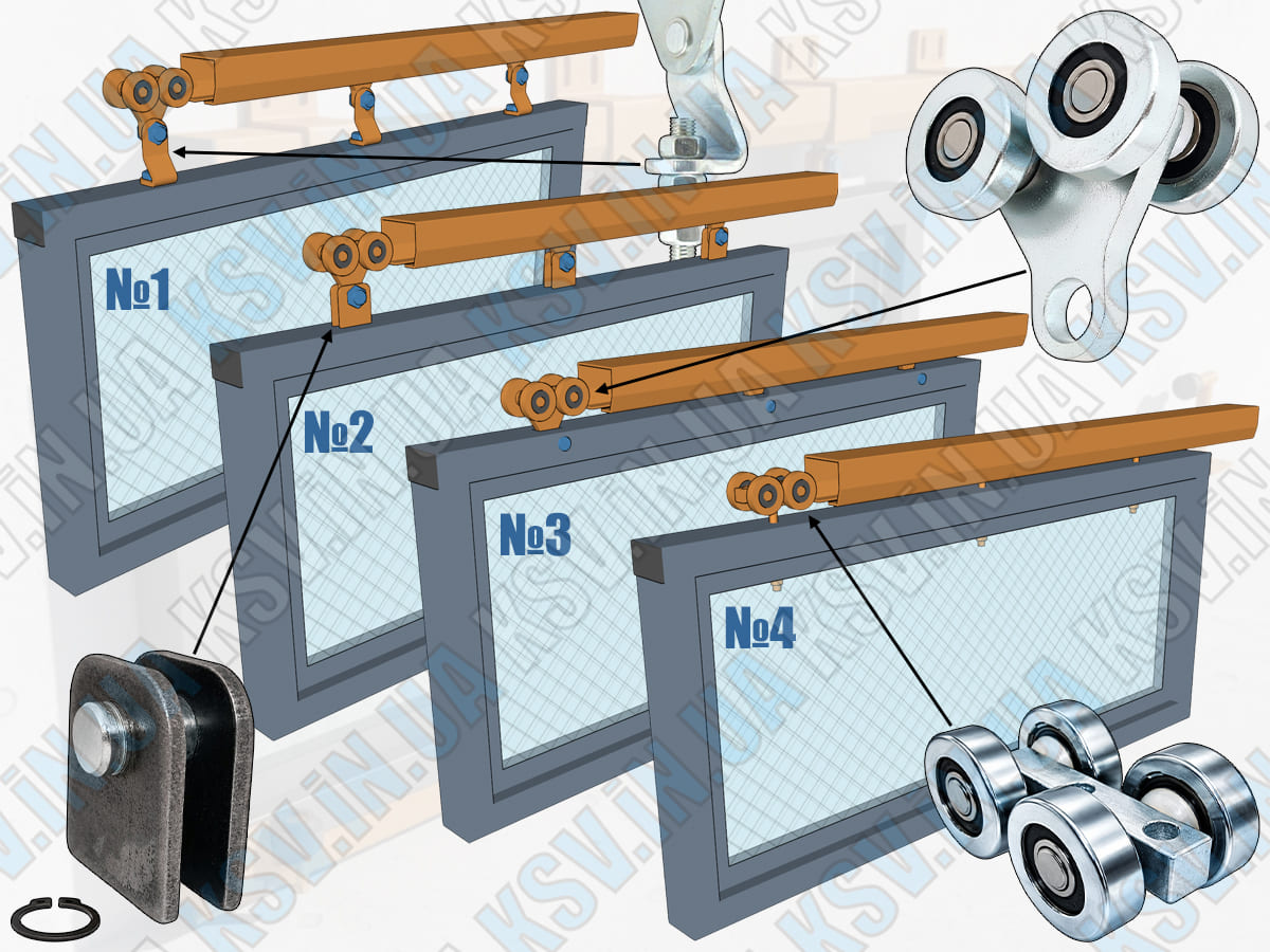 Роликова каретка для підвісних воріт