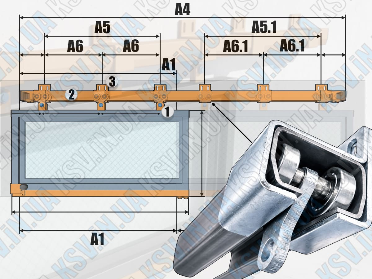 Installation diagram for KSV overhead gates