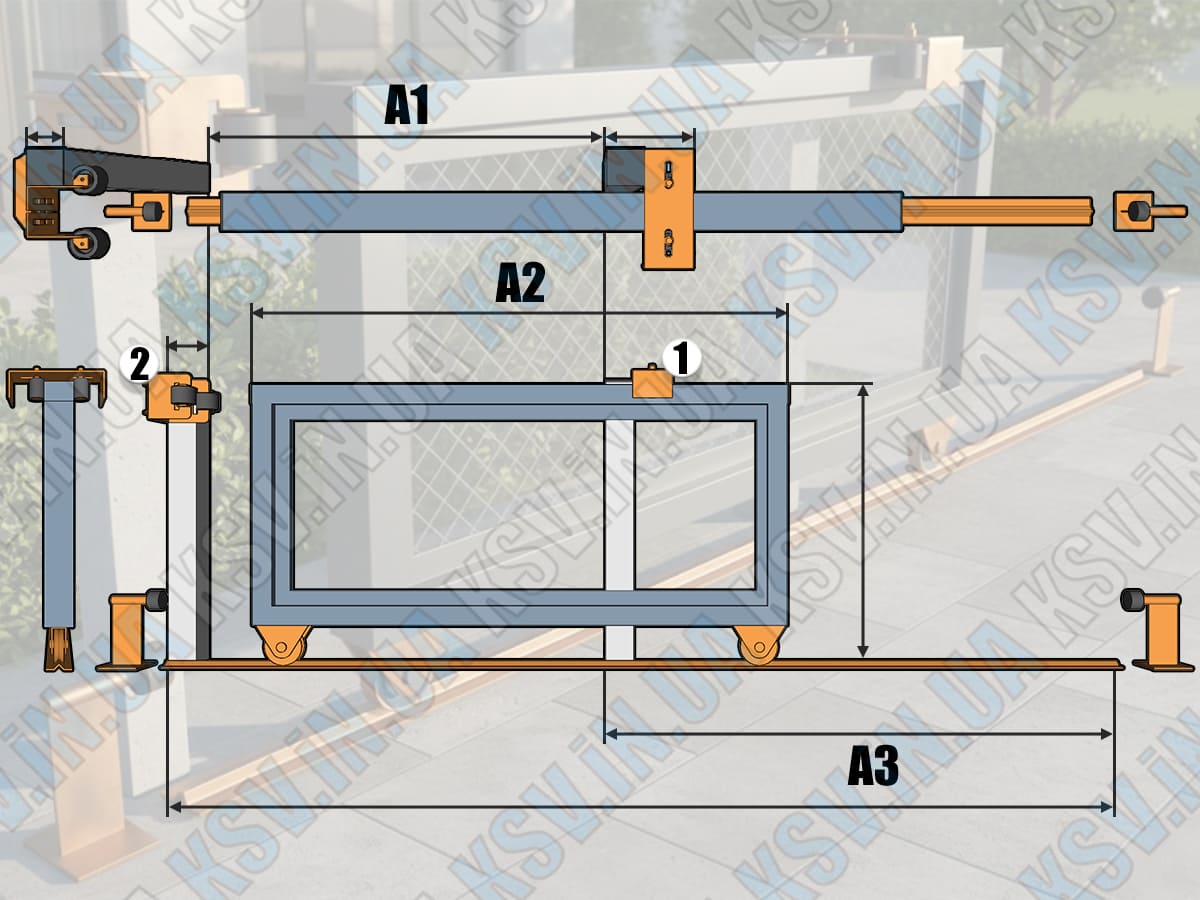 Monorail sliding gate rollback calculation diagram