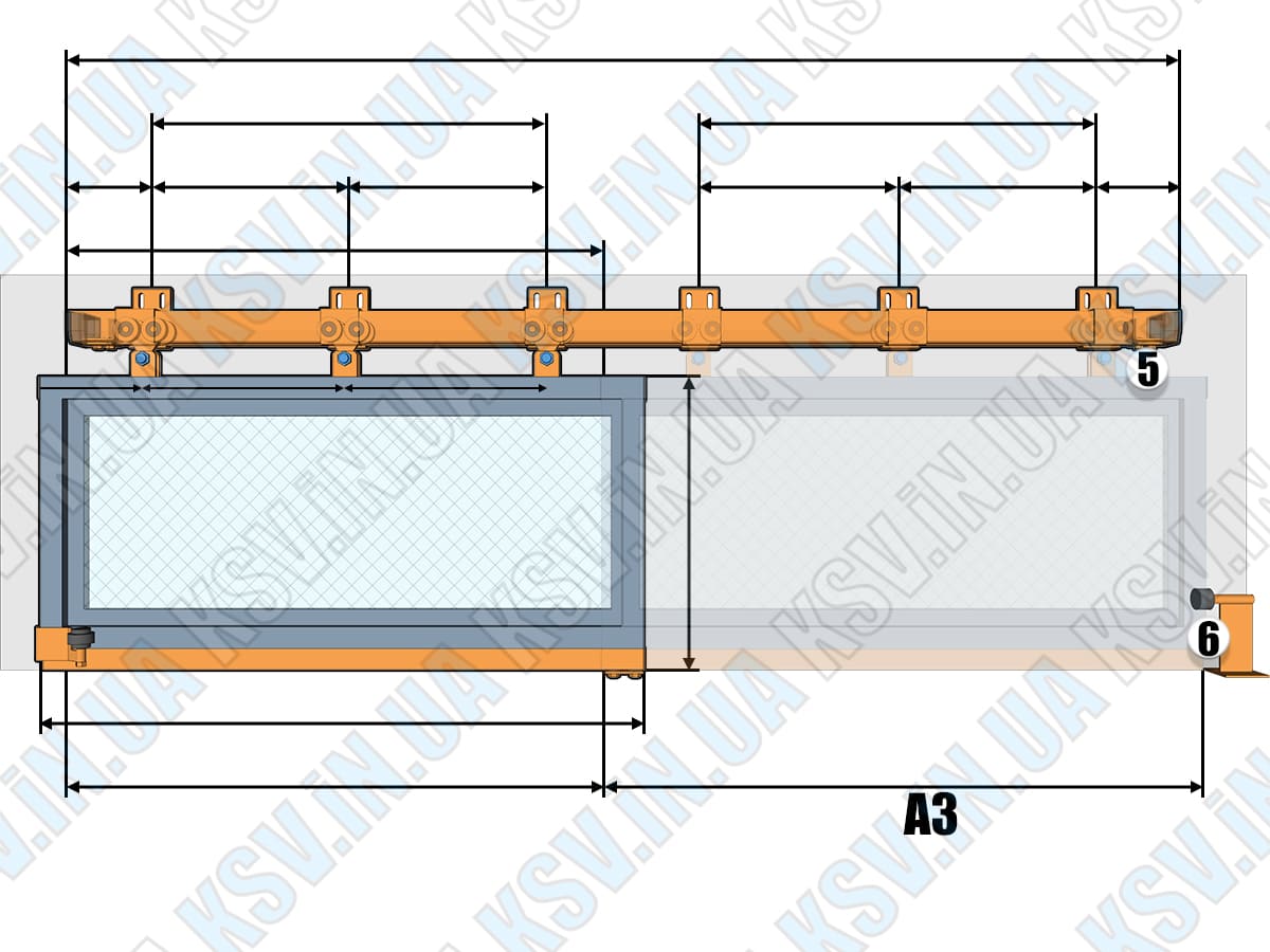 Схема встановлення нижнього стопора підвісних воріт